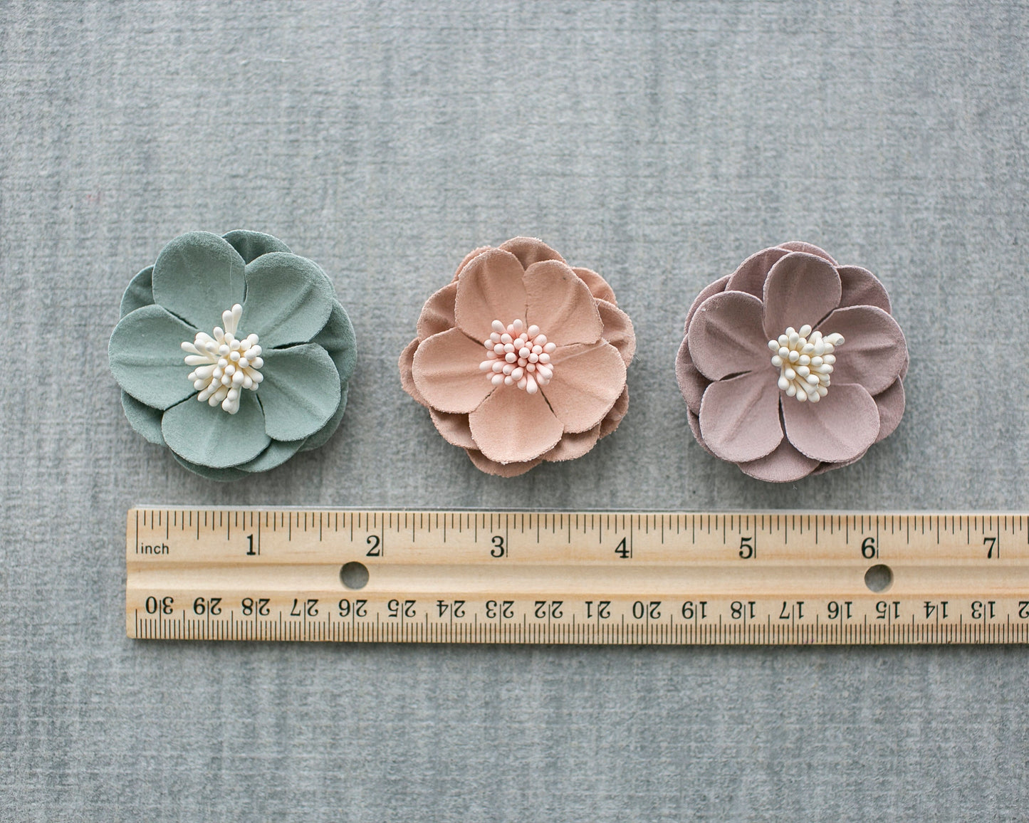Artificial Flower with Stamen Vegan Leather Woven Fiber Flower