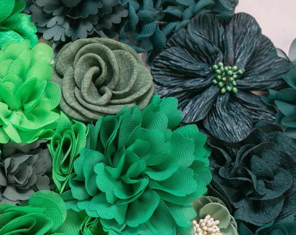 Emerald Green Fabric Flower Variety Pack: Craft Floral Embellishments