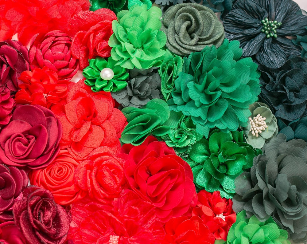 Christmas Fabric Flower Grab Bag | Choose your quantity | Red and Green Flowers