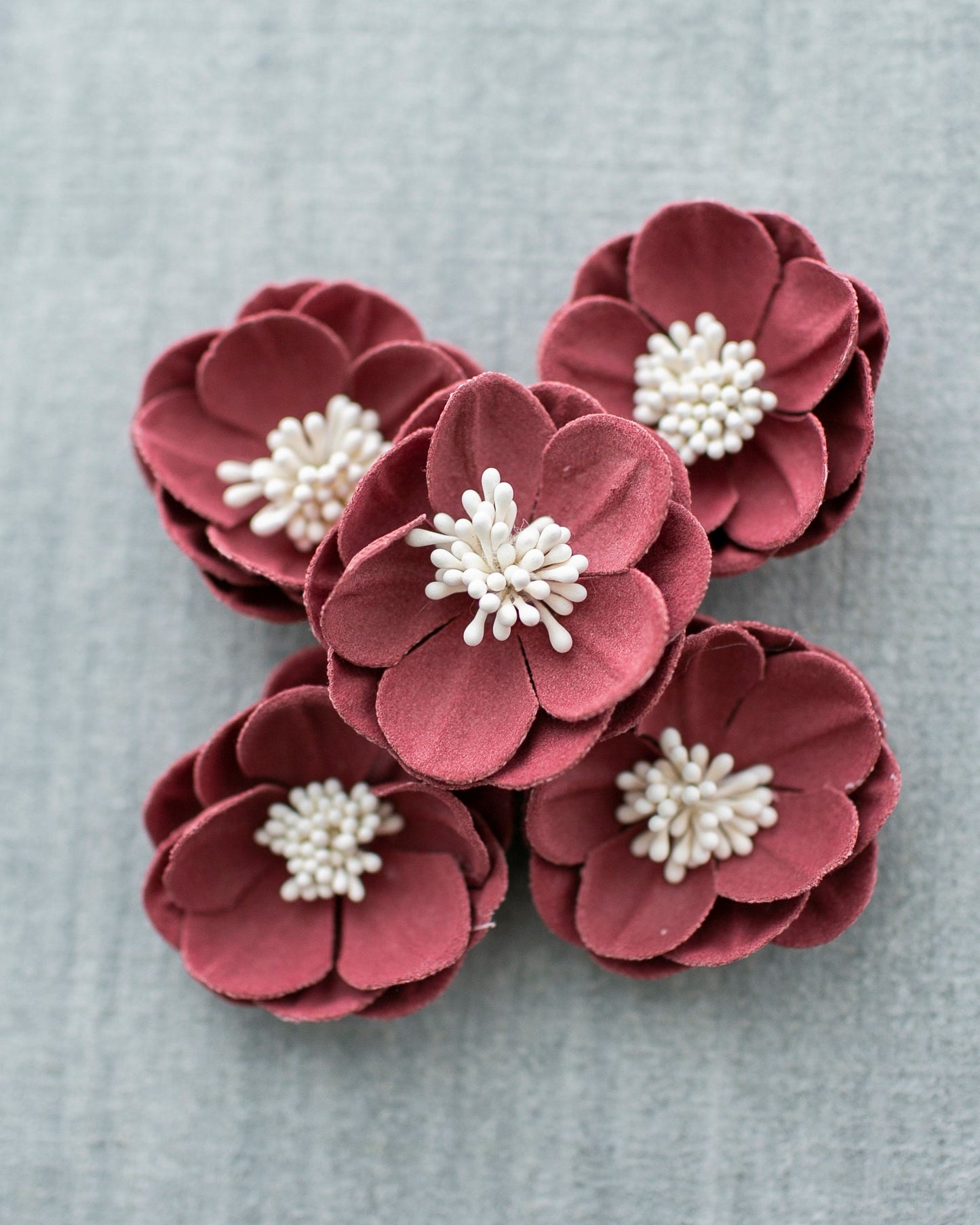 Artificial Flower with Stamen Vegan Leather Woven Fiber Flower