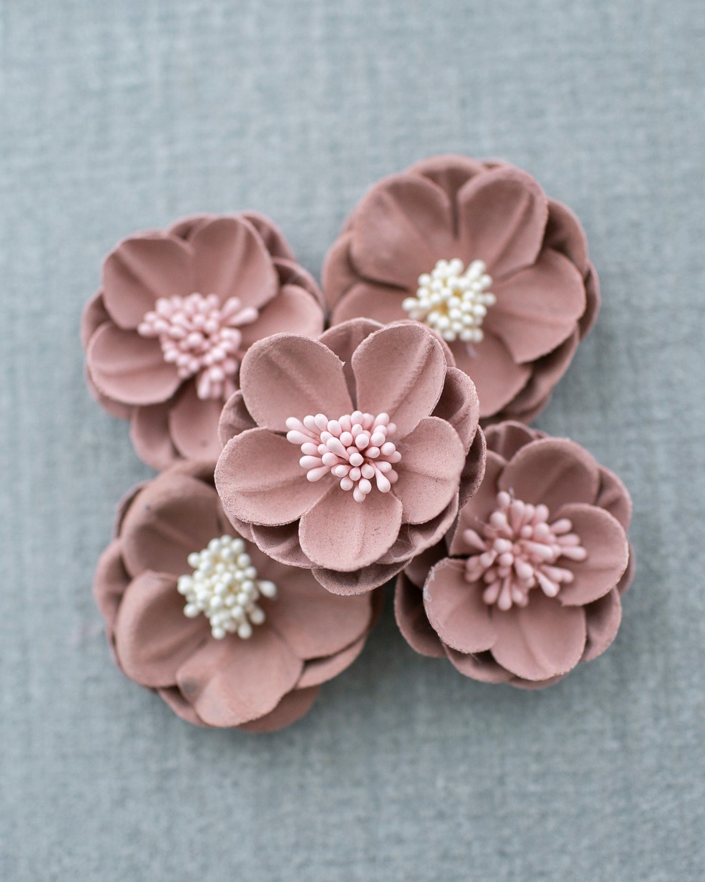 Artificial Flower with Stamen Vegan Leather Woven Fiber Flower