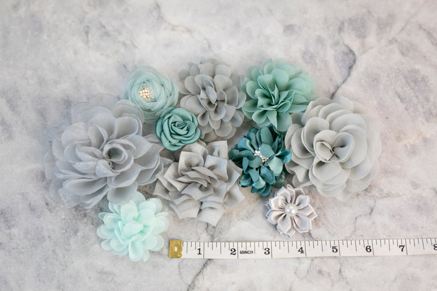 Fabric Flower Mint Grey Bundle